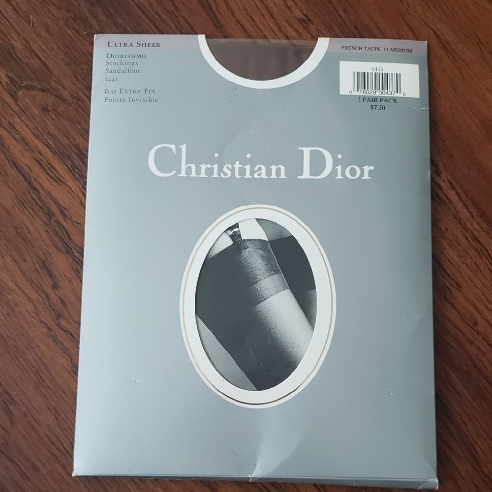 Christian Dior Ultra Sheer French Taupe Diorissimo Stockings Sandalfoot 1443 New